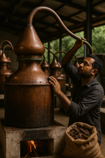 The Art of Distillation: Inside Oudh&'s In-House Copper Pot Tradition